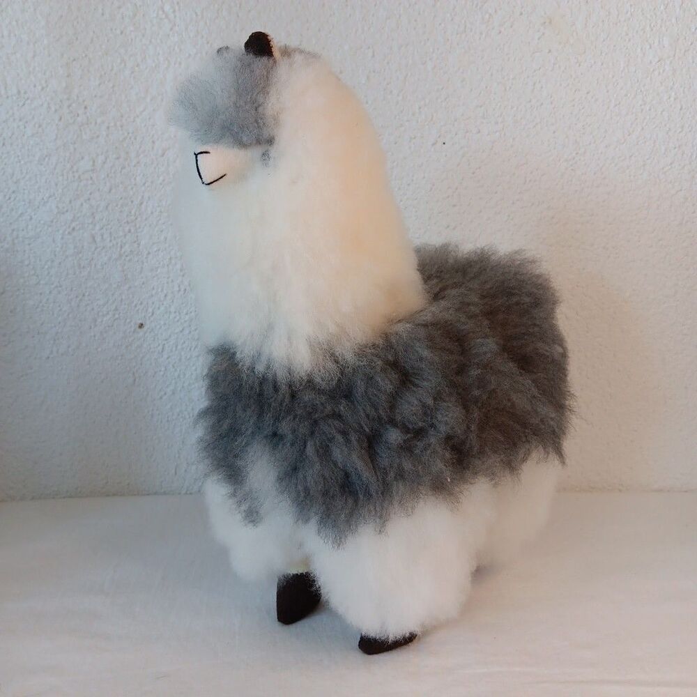 Peruvian Alpaca Fur Plush Llama Handmade 12inch Standing Stuffed Animal Imported - Picture 2 of 11